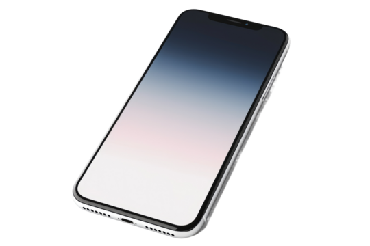 Iphone on Blue and White Background. On a White or Clear Surface PNG Transparent Background.