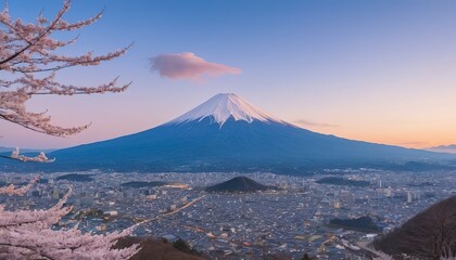 Mount Fuji and Kawaguchiko town in Japan - obrazy, fototapety, plakaty