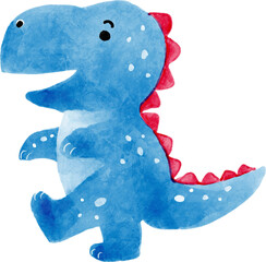 Tyrannosaurus rex dinosaur cartoon character . Watercolor style . © stockdevil
