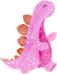 Stegosaurus dinosaur cartoon character . Watercolor style . © stockdevil