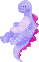 Stegosaurus dinosaur cartoon character . Watercolor style . © stockdevil