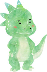 Stygimoloch dinosaur cartoon character . Watercolor style .