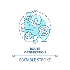 Route optimization soft blue concept icon. Operational costs reduce. Fuel consumption management. Round shape line illustration. Abstract idea. Graphic design. Easy to use in infographic