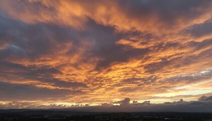 Fototapeta na wymiar A dramatic cloudy sky during golden hour