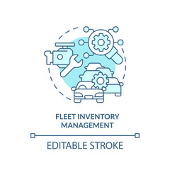 Fleet inventory management soft blue concept icon. Vehicle diagnostic, efficiency control. Round shape line illustration. Abstract idea. Graphic design. Easy to use in infographic, presentation