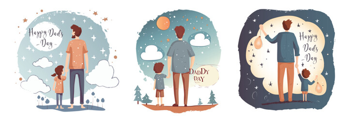 Happy Father day illustration with dad and son