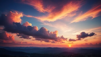 Obraz premium Beautiful sunset sky background