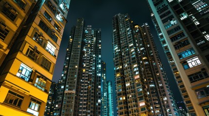 Fototapeta na wymiar background of modern office building at night