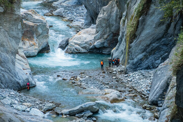 River tracing through Taroko Gorge, Taroko National Park, Taiwan