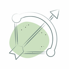 Icon Bow and Arrow. related to Weapons symbol. Color Spot Style. simple design editable. simple illustration