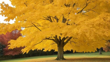 Yellow autumn maple tree