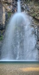Amazing Jokkradin waterfall, hidden falls in the forest at Thong Pha Phum national park Kanchanaburi province,Thailand.