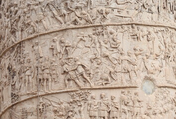trajan's column close up in rome, italy