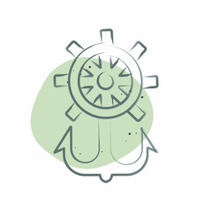 Obraz premium Icon Rudder. related to Hipster symbol. Color Spot Style. simple design editable. simple illustration
