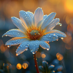 flower with dew dop - beautiful macro photography with abstract bokeh background ai technology