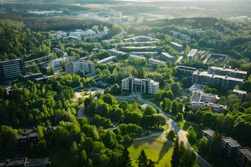 Photo sur Plexiglas Europe du nord Aerial View of the Campus of Jyväskylä University Nestled Amongst Green Landscapes