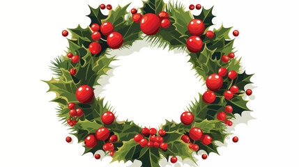 Fototapeta na wymiar Illustration of Christmas Wreath on White Background