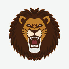 Lion Head Roaring Angry Lion face emblem logo Vector Art Illustration