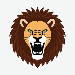 Lion Head Roaring Angry Lion face emblem logo Vector Art Illustration