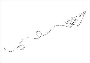 Continuous one line drawing of paper plane out line vector art illustration