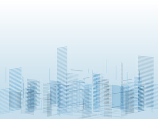 青いIT都市のイメージ　ベクターイラストレーション