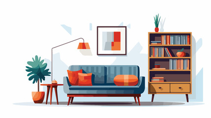 Living room interior Design flat vector isolated on