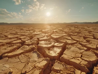 Fotobehang cracked earth in the desert © Anuson