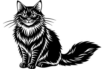 maine coon silhouette vector illustration 