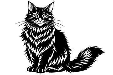 maine coon silhouette vector illustration 