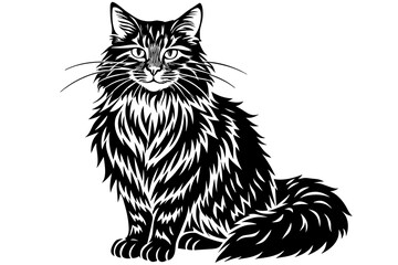 maine coon silhouette vector illustration 