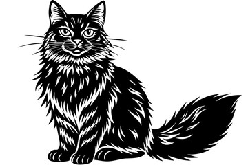 maine coon silhouette vector illustration 