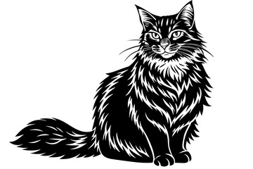 maine coon silhouette vector illustration 