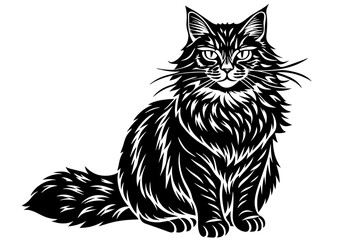 maine coon silhouette vector illustration 