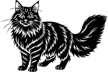 maine coon silhouette vector illustration 
