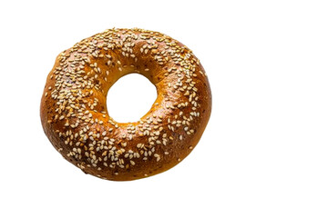 Whole Wheat Bagel with Sesame Seeds Isolated On Transparent Background