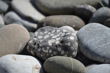 Closeup of pebbles on the beach