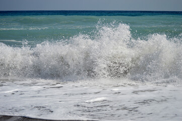 A high splash of the sea wave