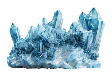 Beauty of Blue Aragonite Crystals Isolated On Transparent Background
