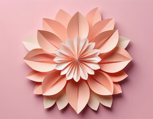 Fototapeta premium handcraft papaer art light pink color paper rose, paper flower, isolated in bright background