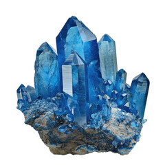 Blue crystal mineral isolated on transparent background