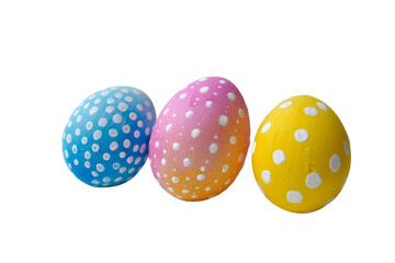 Three Decorated Eggs Isolated On Transparent Background