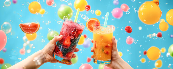 Summertime Festive Mocktails Cheers with Vibrant Fruit Garnishes