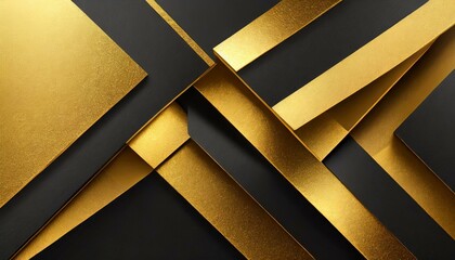 Elegant Depths: Abstract Dark Geometric Gold & Black 3D Texture Wall"
