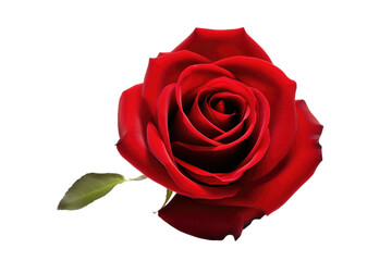 Close Up of a Red Rose on White Background. On a White or Clear Surface PNG Transparent Background.