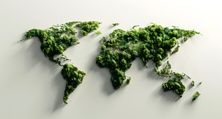 a map of the world made of green plants on a white background