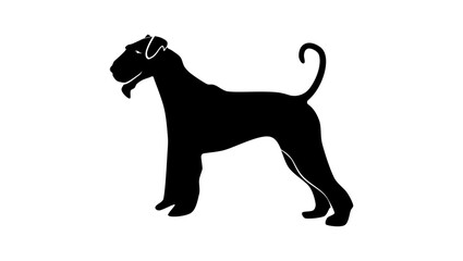 Airedale terrier, black isolated silhouette