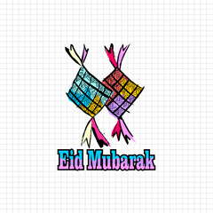 Eid Mubarak, hand drawn illustration