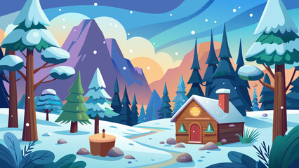 forest snowing cozy winter svg file