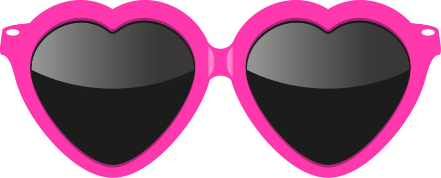 Heart shaped fancy sun glasses, vector cartoon