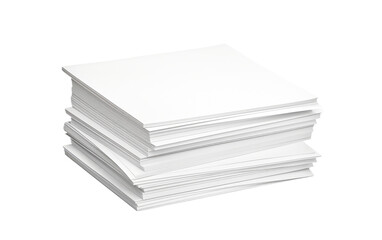 Stack of White Paper on White Background. On a White or Clear Surface PNG Transparent Background.